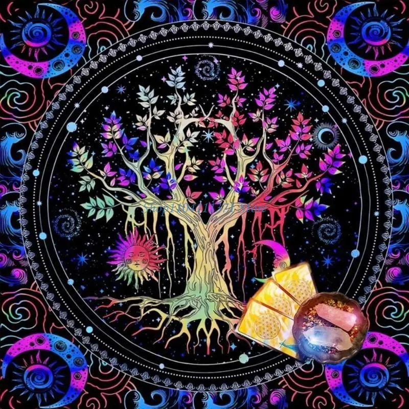 

P9FC Tarots Tablecloth Divinations Table Cover Astrology Oracles Board Game Mat