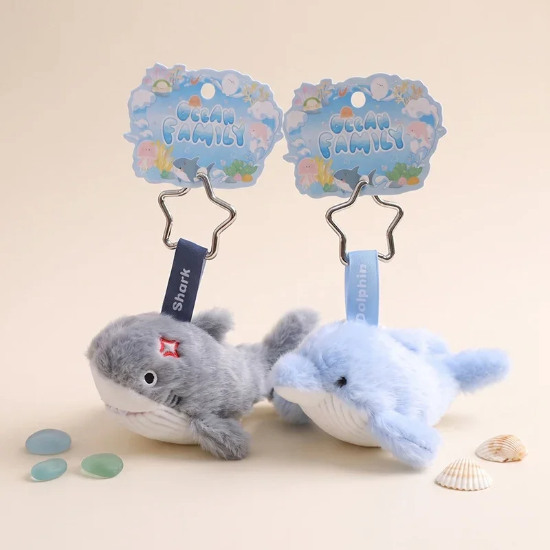 Ocean Family Plush Keychain Shark Octopus Seal Cute Cartoon Sea Turtle Figure Aesthetic Prop For Bag Outfit Photo Decoration