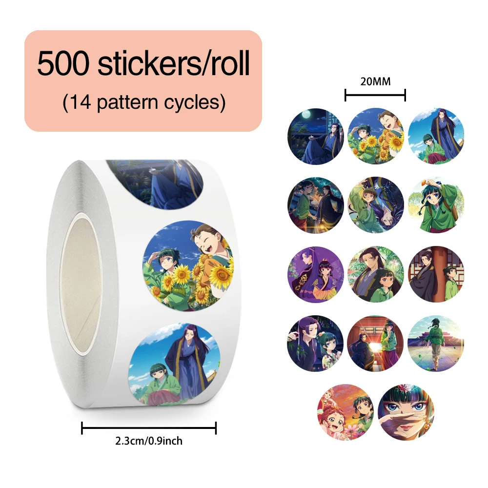 500 Stück/Rolle Maomao Anime The Apothecary Diaries Siegelaufkleber Kawaii Jinshi Manga Cartoon Aufkleber Etiketten Niedliche Dekorationsaufkleber