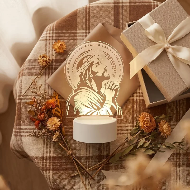 Inspirational Religious Gift: Jesus Lamp – Serenity Prayer Acrylic LED Table Lamp, Suitable for Christmas and Easter view 4