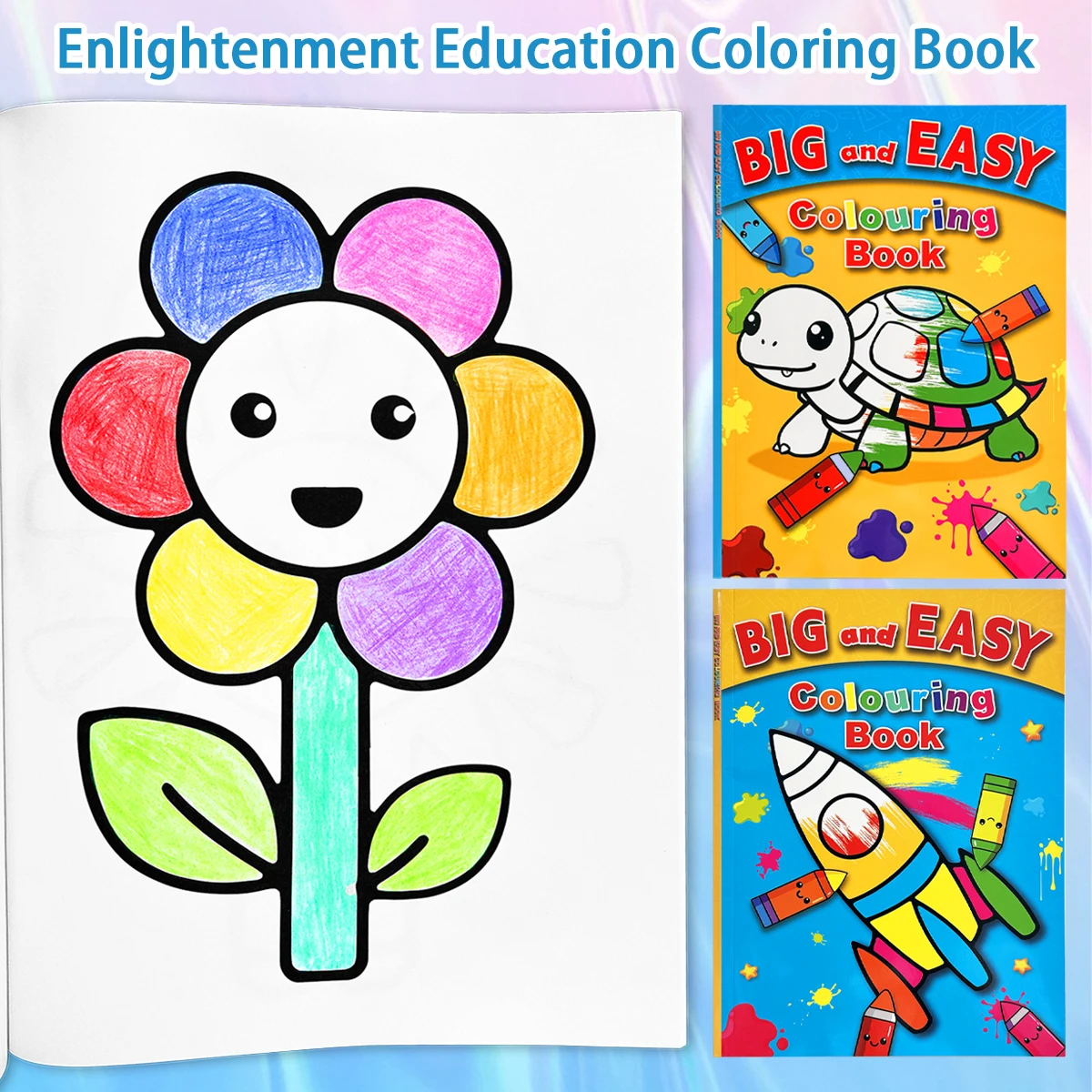 

2 Books Children's Coloring Book Set,Big and Easy Coloring Books,Enlightenment Education Books Suitable for Children Aged 2-5