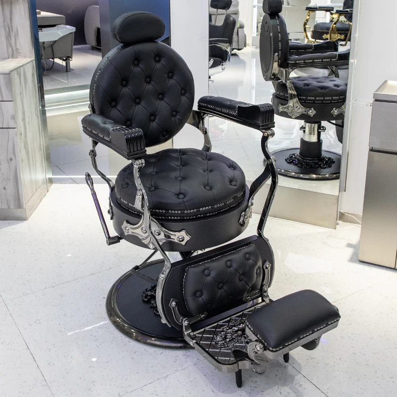 BOJUE High-End Salon Shaving Chair Wholesale Luxury Aluminum Frame Vintage Hair Salon Furniture Factory Barber Chairs For Men