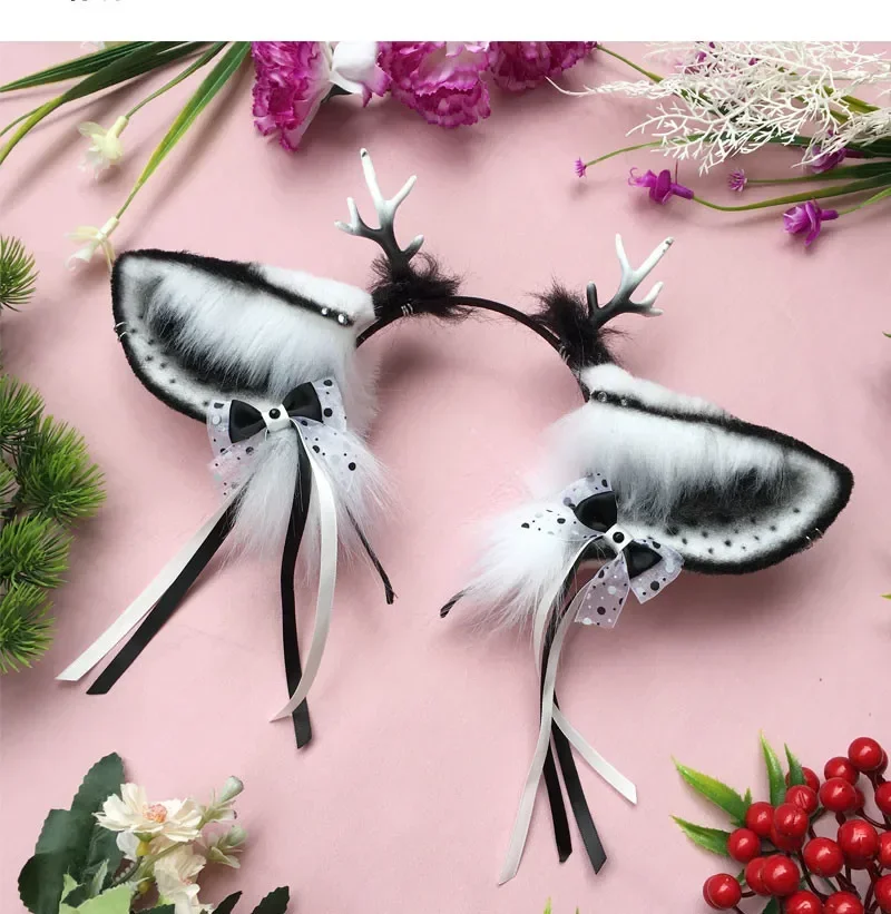 Handgemachte süße schöne Weihnachten Hirschohren Elch Ohren Horn Hairhoop Kopfbedeckung für Mädchen Lolita Weihnachten Cosplay Kostüm Zubehör