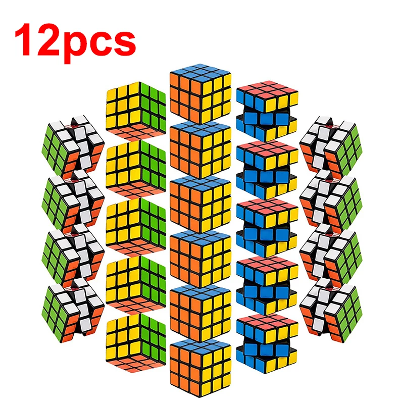 

12Pcs/Lot Hot Selling 3cm Mini Magic Cube Keychain Children's Puzzle Early Learning Third Order Cube Toys Gift