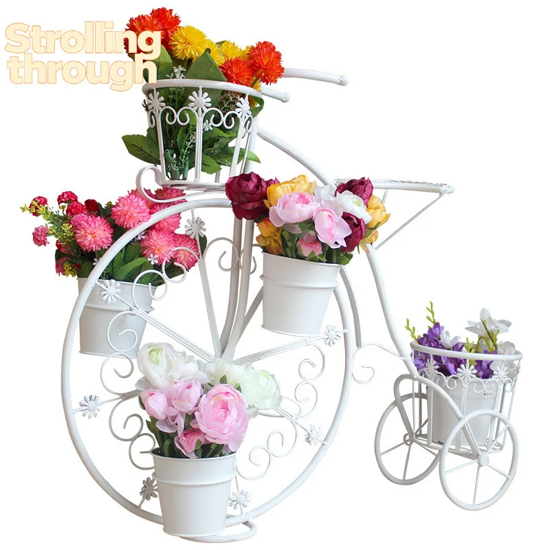 

Creative bicycle wrought iron flower stand balcony flower stand dill stand home gardening outdoor garden climbing vine