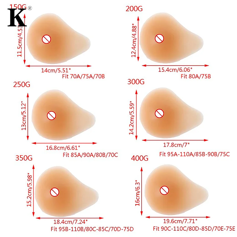 Silicone Chest Fake False Breast Prosthesis Super Soft Silicone Gel Pad  Supports Artificial Spiral 150g-400g