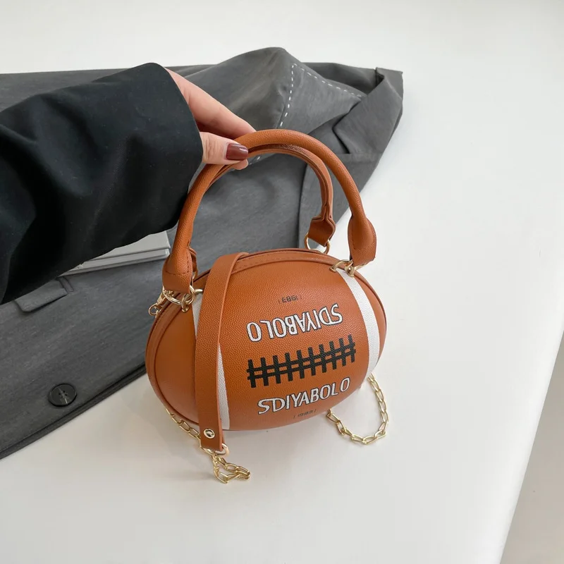 Women's Fashion American Football Style Crossbody Bag Rugby Style Shoulder Purse Designer Ball Novelty Handbag for Girls