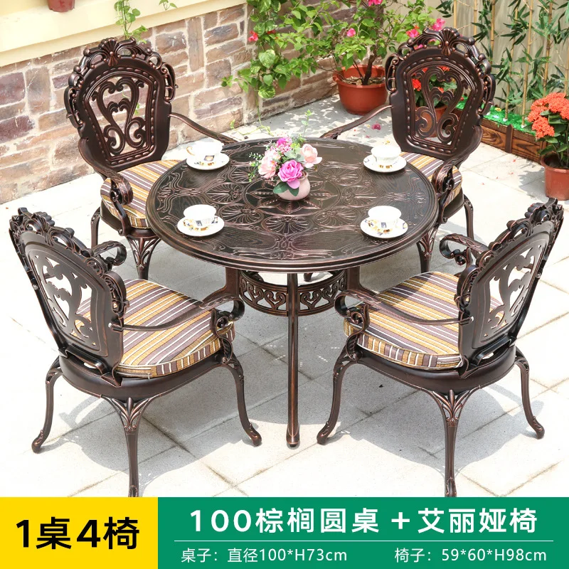 Table and chair villa courtyard garden cast aluminum wrought iron open-air sunscreen balcony terrace leisure combination