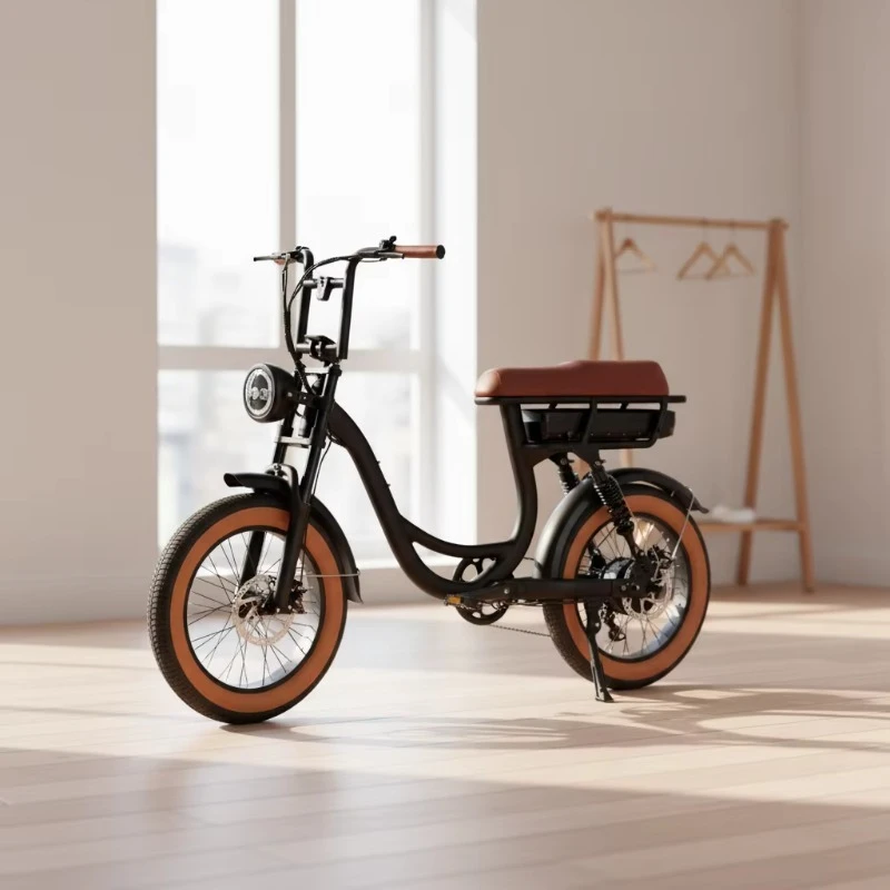 48V 750W Rear Motor Electric Mountain Bike 7 Speed Gears 20 Inch Hydraulic Brake Fat Tyre Aluminum Alloy