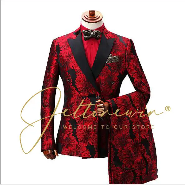 

2022 Jacquard Groomsmen Groom Tuxedos Lapel Men Suits Wedding Suits For Men Prom Best Man Blazer Jacket with Pants Set Costume