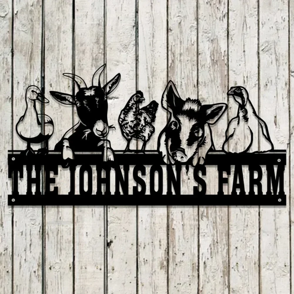 Personalized Farm Animals Sign Custom Metal Decor Farmer Home Yard Marker Farmer Gift Father's Day Present Rural Allure