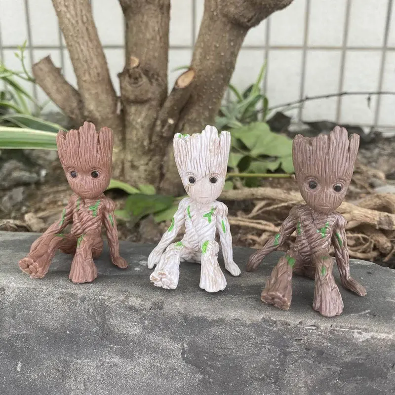 5-6Cm Tree Man Groot Guardians of The Galaxy Marvel Avengers Anime Mini Toys Action Figure seduto Groot giocattoli per bambini regali