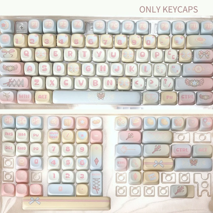 

Милые розовые тематические колпачки для клавиш, милые сферические колпачки для клавиш из ПБТ с сублимационной печатью для клавиатур с раскладкой 68/75/84/87/98/108