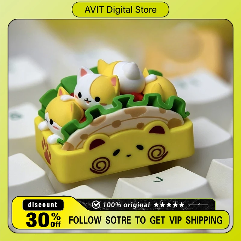 

Cat Burrito Keycap DIY Backlit Custom Resin Keycaps Cute Pc Gaming Classic Key Cap Tab Suit Anime Personalized Gift