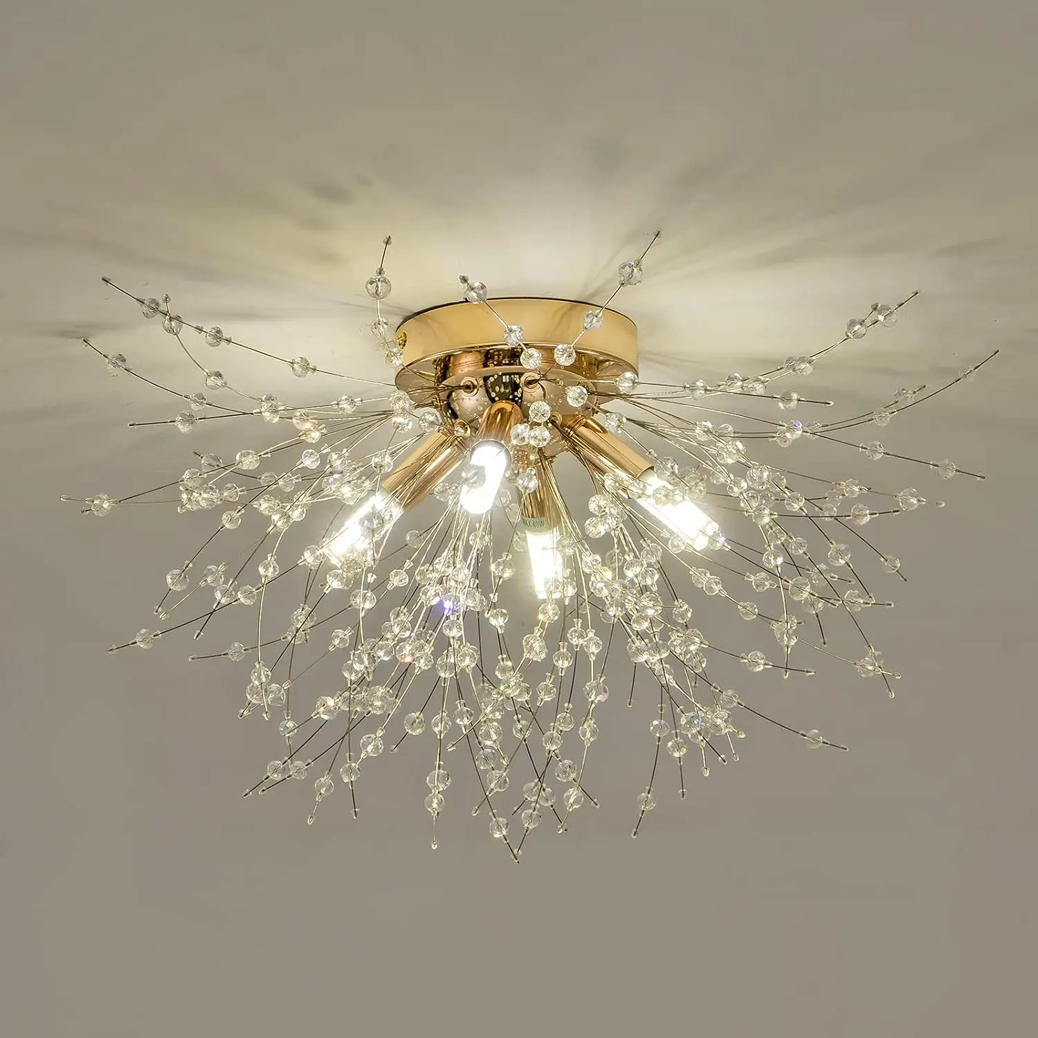 

Modern Small Crystal Ceiling Light Fixture Semi Flush Mount Ceiling Light Fixtures for Bedroom Kitchen Hallway Entryway Bathroom