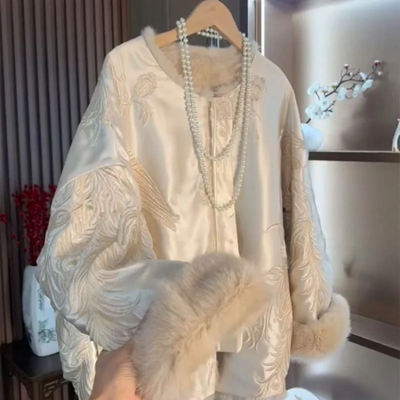 new retro style top for autumn winter elegant exquisite unique a warm cotton-padded jacket with  beautifuland Zen design coat