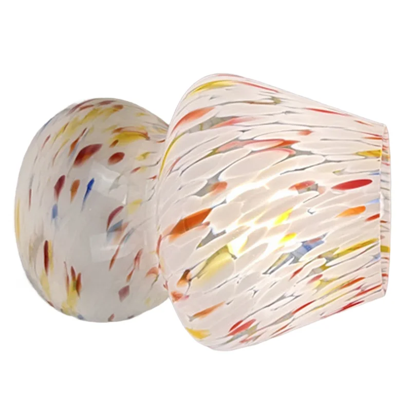 

B23B Colorful Flower Dot Glass Mushroom Lamp, USB Powered Bedside Atmosphere Light, American Retro Style Decorative Desk Lamp