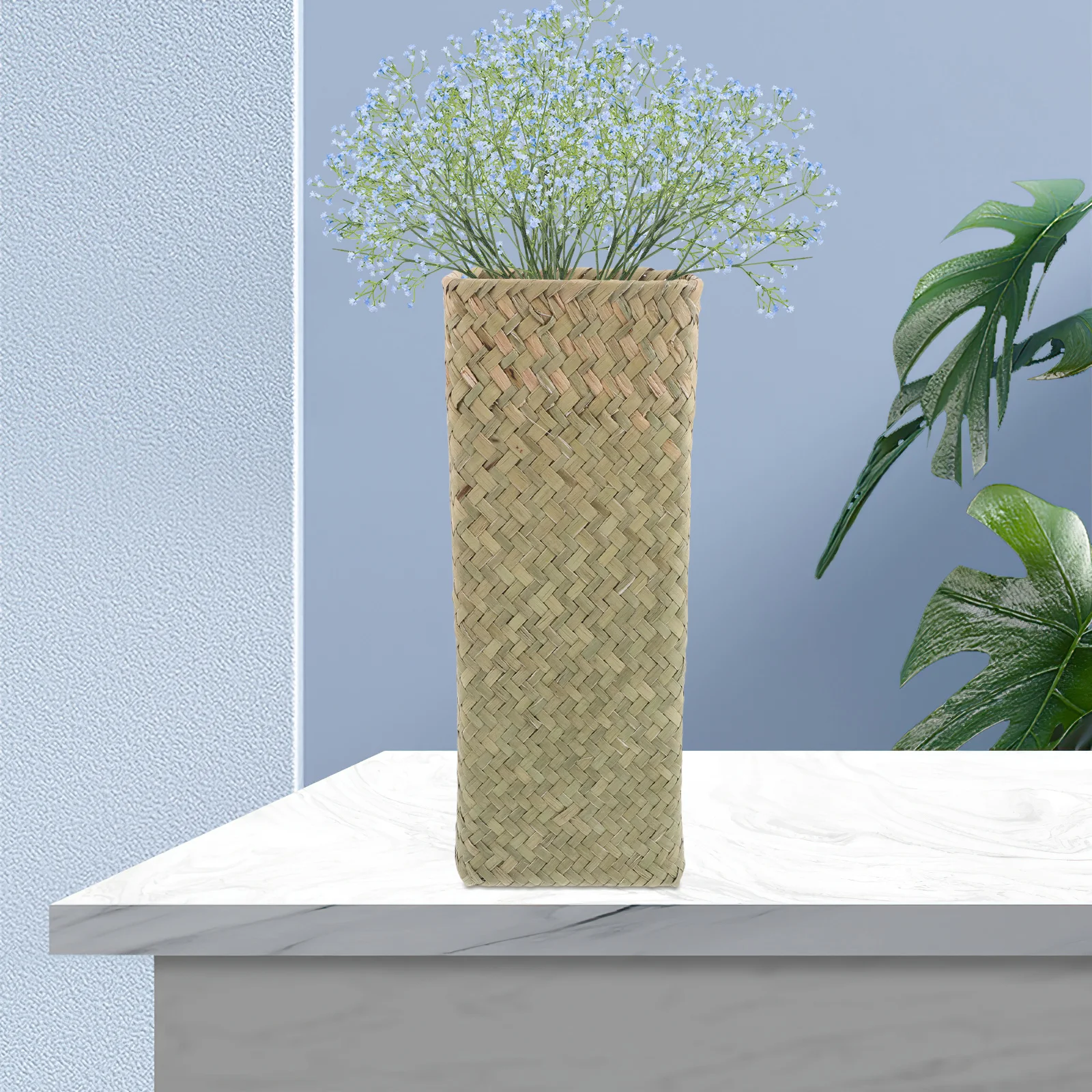 

Tall Handmade Woven Rattan For Home Office Decor Boho Style Flower Basket Floor Vase Wedding Dried Flower Container Fresh