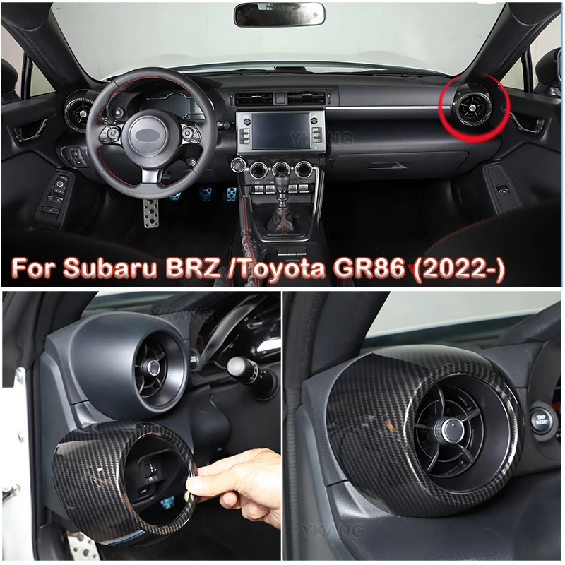 

For Subaru BRZ Toyota GR86 LHD 2022-2025 ABS Carbon Fiber Car Dashboard Side Air Vent Decoration Ring Cover Trim Sticker