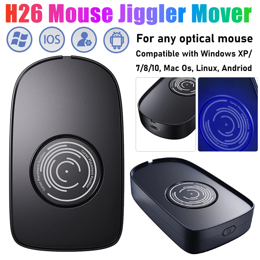 H26 Mouse Mover Jiggler Undetectable Silent Mouse Mover USB Movement Jiggler Simulates For Computer Awakening Keeping PC Active