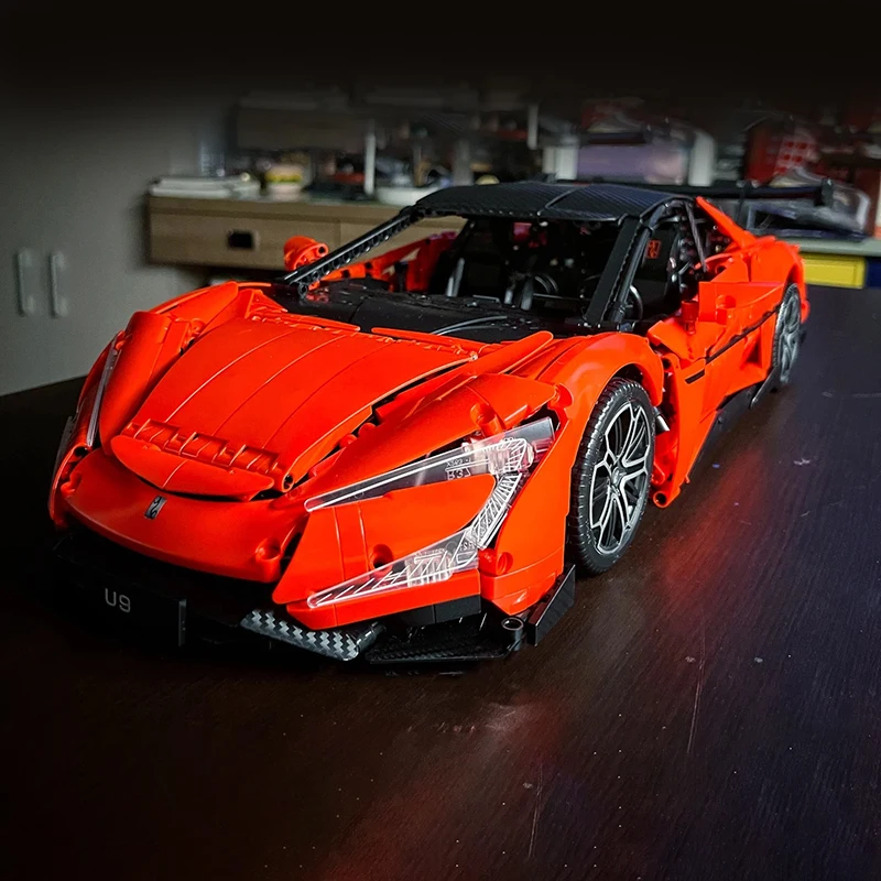 U9 Supersportwagen Technischer Baukasten 1:8 Maßstab Elektrischer Hypercar Konstruktions-Bausteine Modell DIY Montage-Spielzeug für Erwachsene – Detail 8