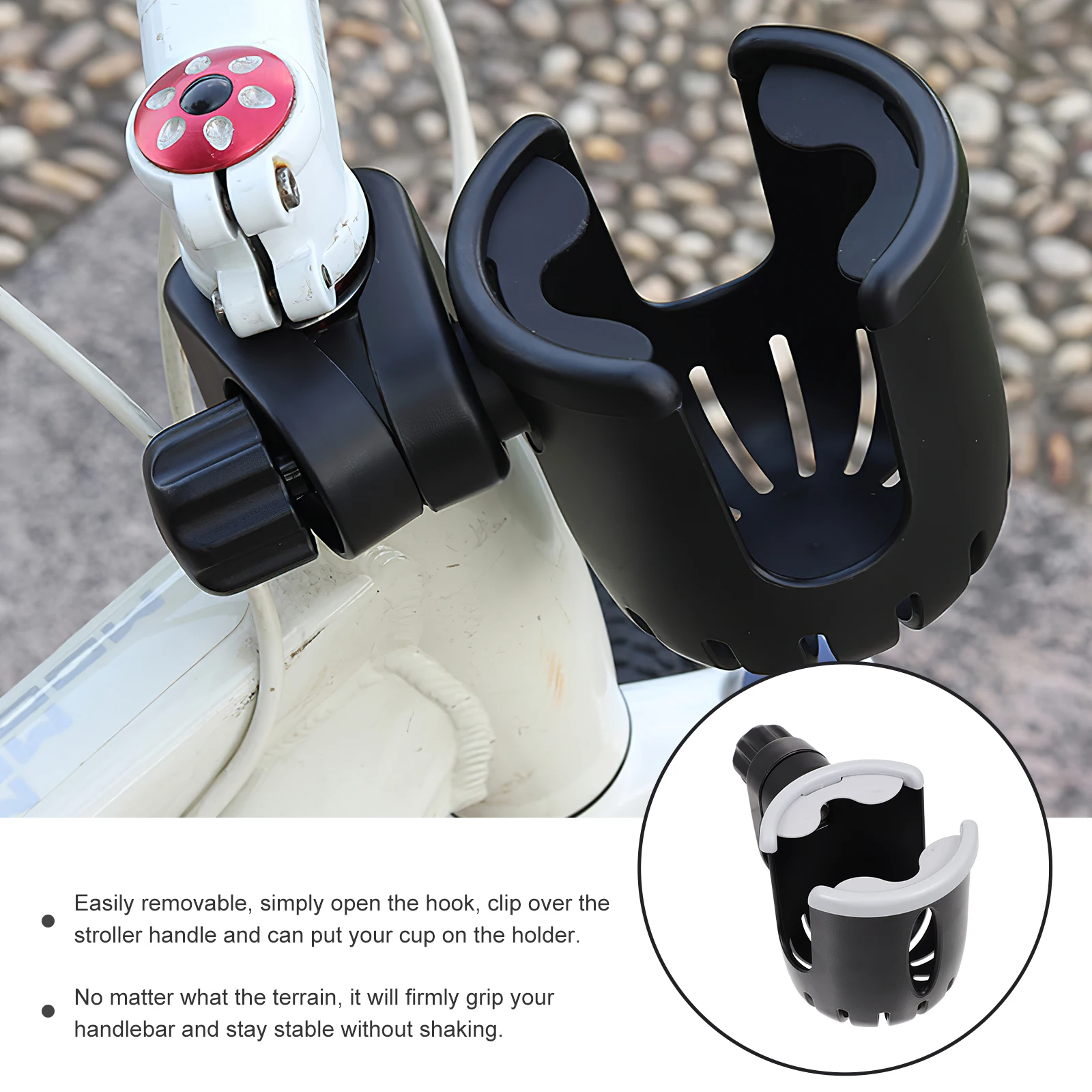 

Universal Quick Release Cup For Bike Stroller Handlebars Adjustable Water Clamp Rotatable Design Compatible With Shopping Carts