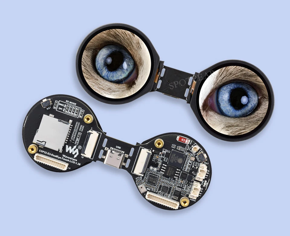 ESP32-S3 AI تطوير العين الإلكترونية Doard DualEye TouchEye 1.28 بوصة تعمل باللمس LCD شاشة مستديرة N16R8 لعبة دمية روبوت