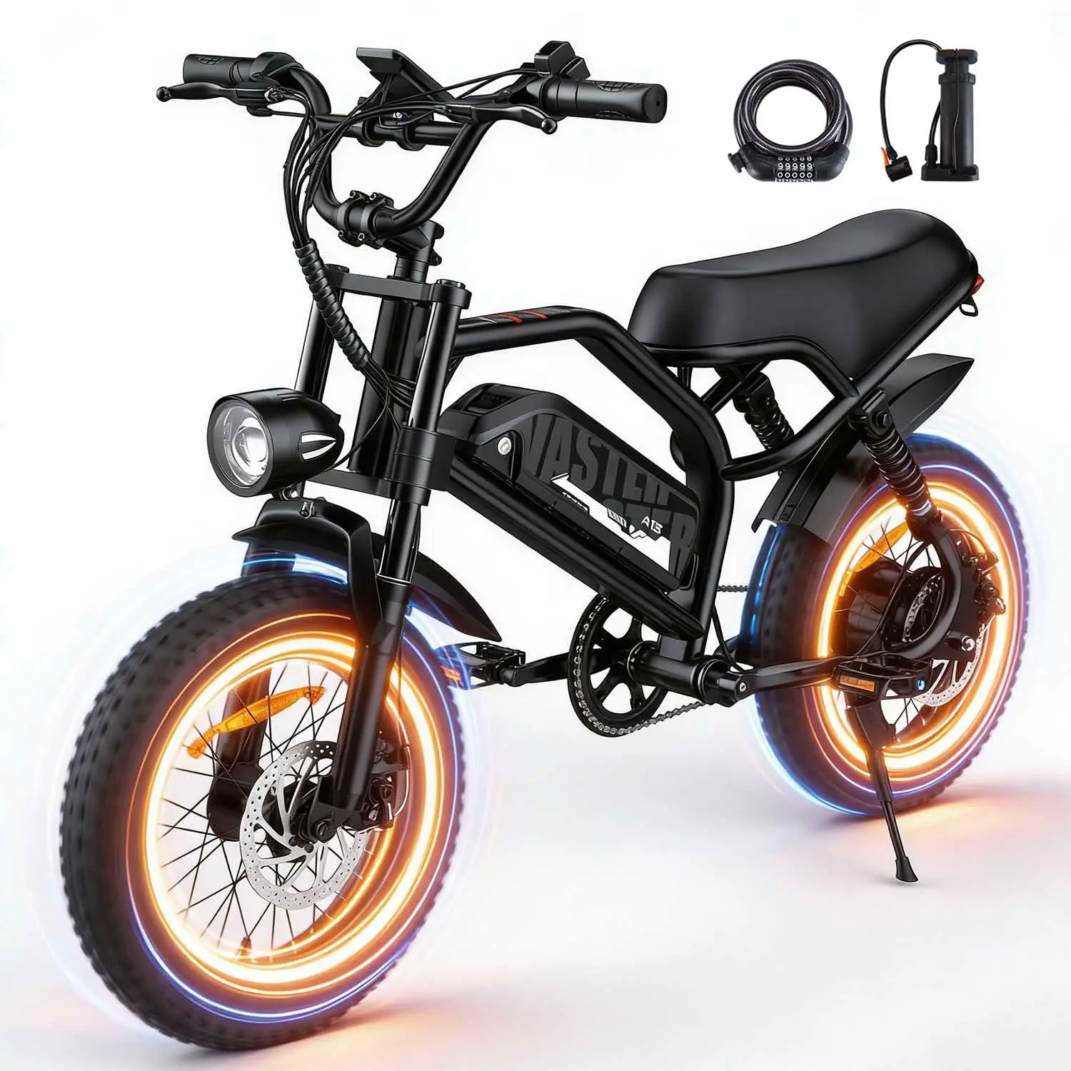 Electric Bike, A13 16'' Ebike for Adults/Teens, 1000W Peak Fat Tire E-Bike with 36V/12.8Ah Removable Battery, Up to, Custom