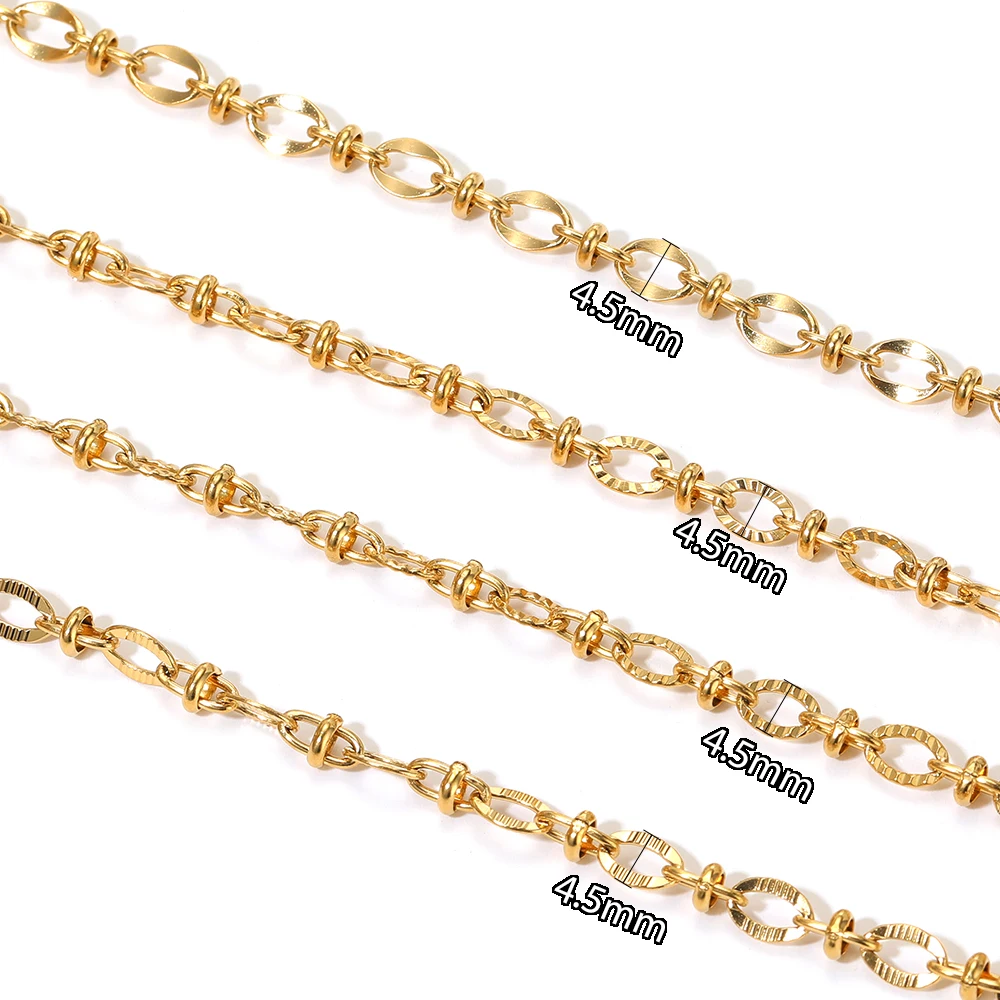 Never Fade 1meter Stainless Steel 8 Chains Gold Handmade Necklace Rolo Link Chain for Bracelet DIY Jewelry Making Accessories image 3