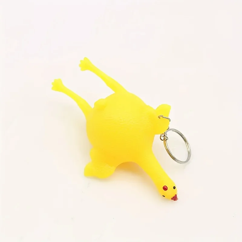 2 packs of fun keychains, novelty squeeze egg-laying chicken toy key ring, surprise soft and cute children's toys,random colors.