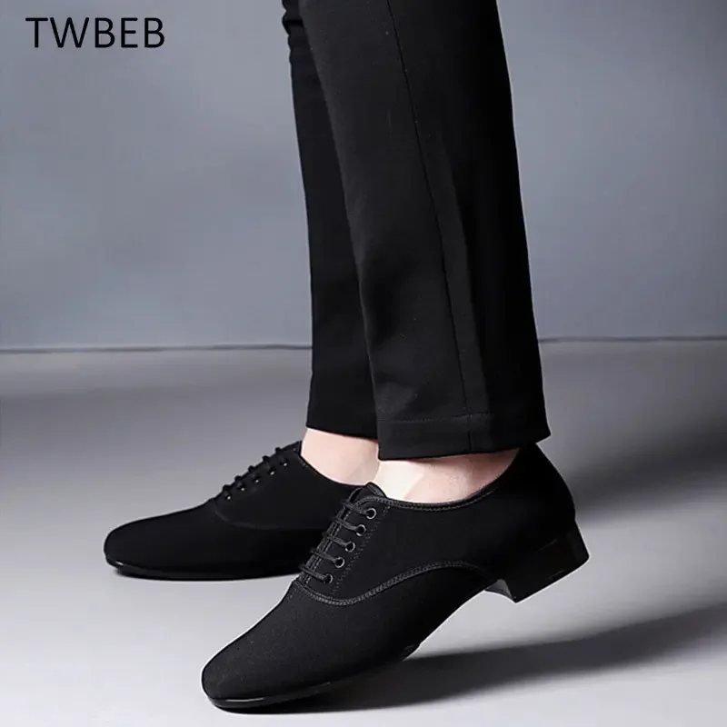 Buty do tańca latynoamerykańskiego Męskie buty do tańca jazzowego Trampki dla mężczyzn Niski obcas Profesjonalne lub treningowe buty do tańca Oxford Cloth