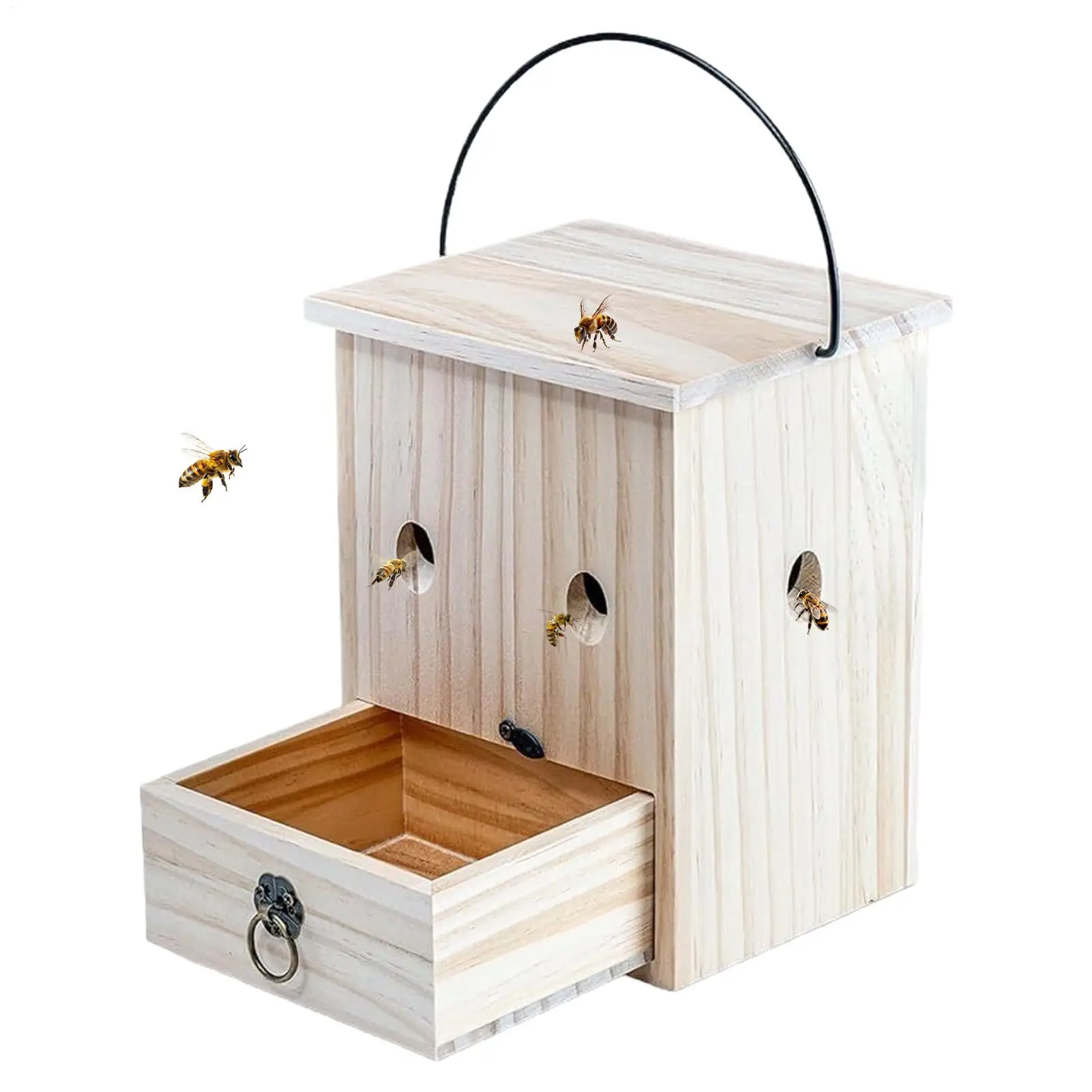 Wasp Traps Outdoor Hangable Wooden Reusable Fly Bee Control Wasp Traps Hangable For Orchard Farm Garden Patio Courtyard Outdoor