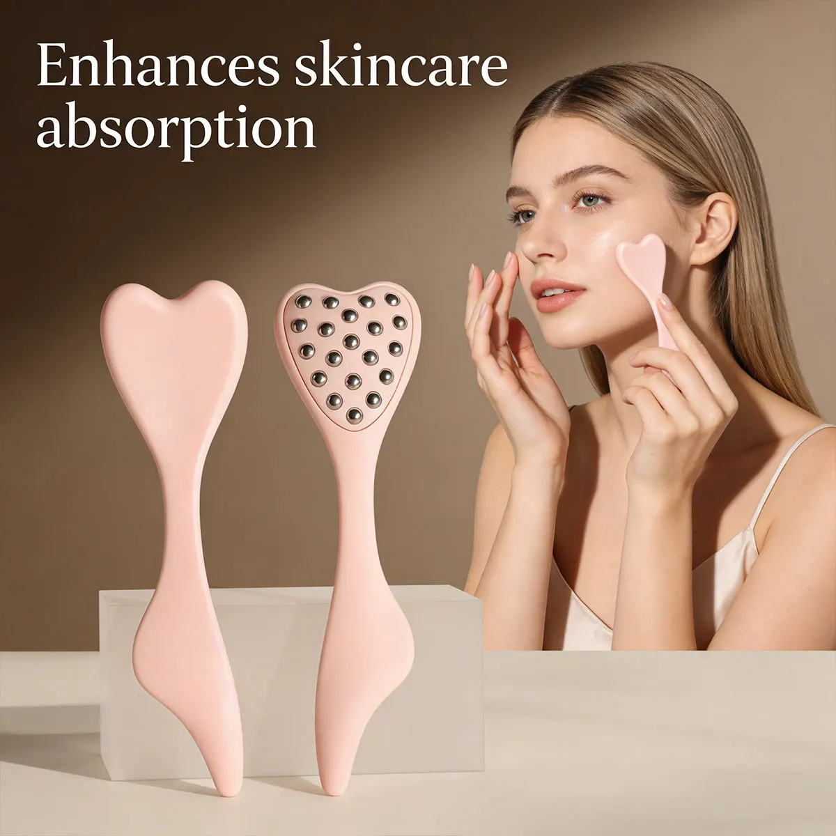 Scraping facial roller, used for facial shaping, tightening of contour lines and anti-wrinkle treatment | Three-in-one multi-fun