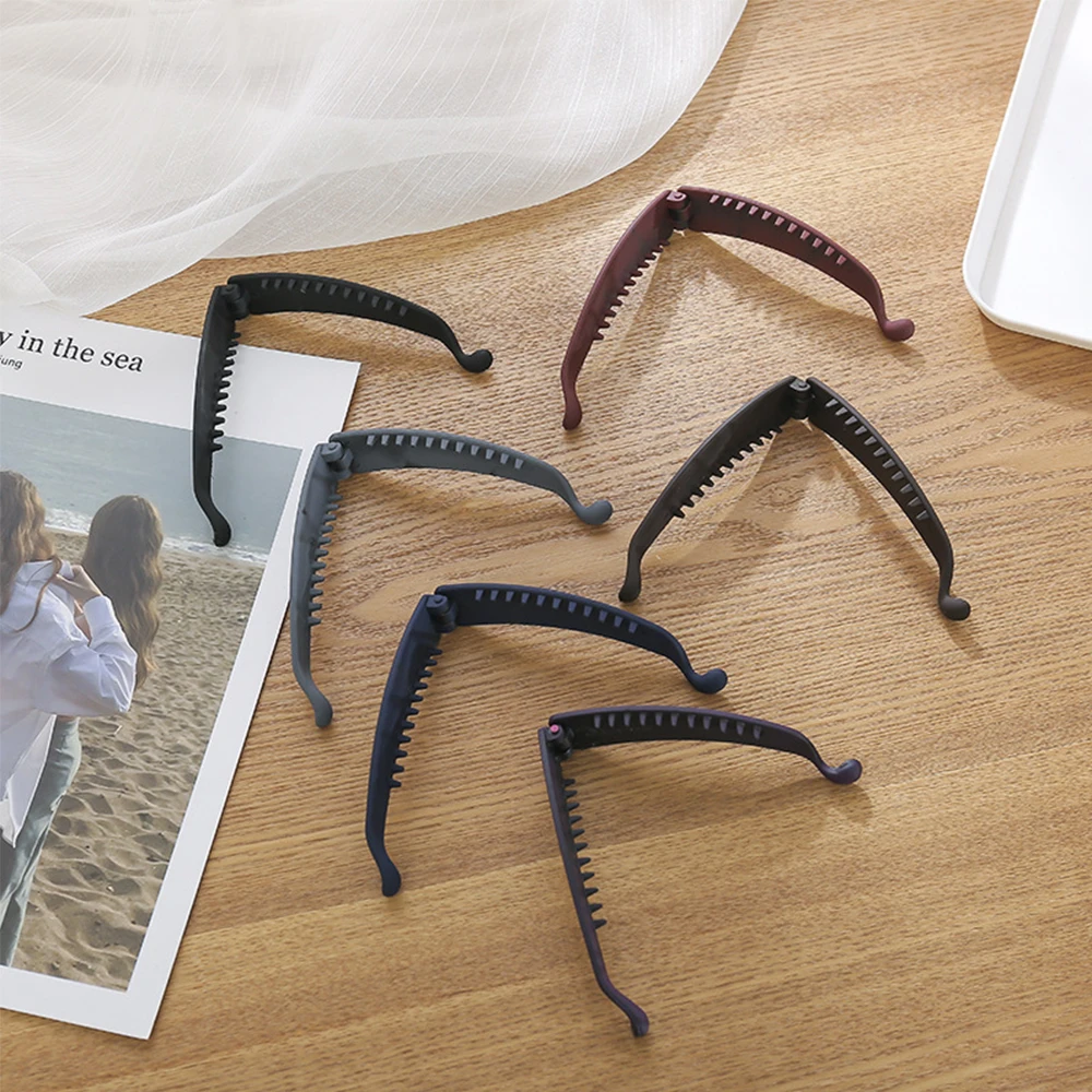 Fashion Solid Color Women Frosted Ponytail Holder Hair Claws Hair Clips Banana Clip
