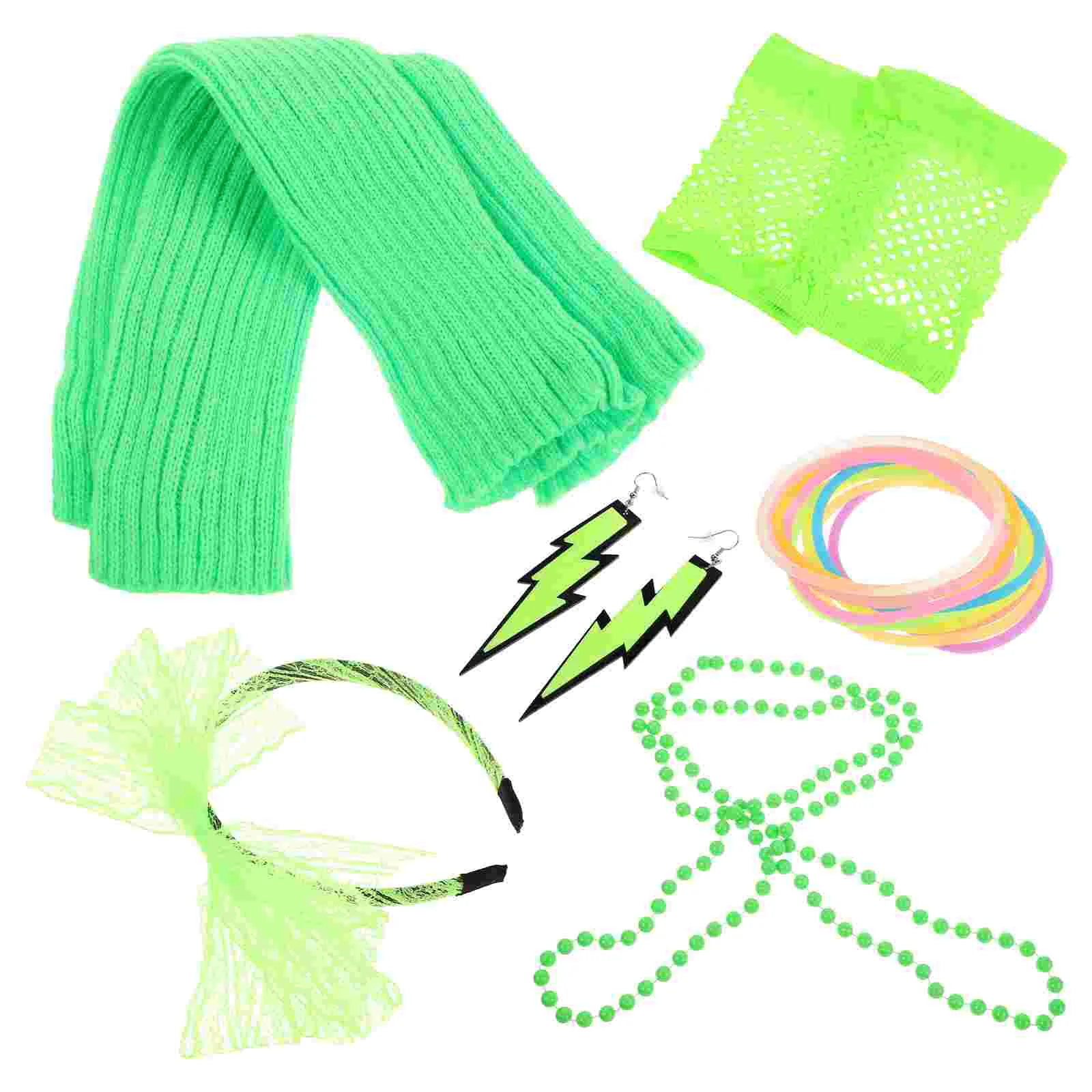 

Prom Party Set Girls Clothes Glow 80s Headband Costume Ideas LED Retro Fashion for Women Jewelry Child Neon Outfits