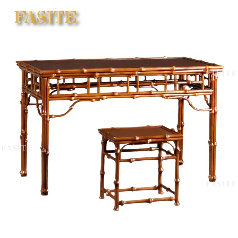 For New Chinese Style Bamboo Rectangular Table Tea Room Furniture Painting Calligraphy Dining Table Tea Ceremony Utensils