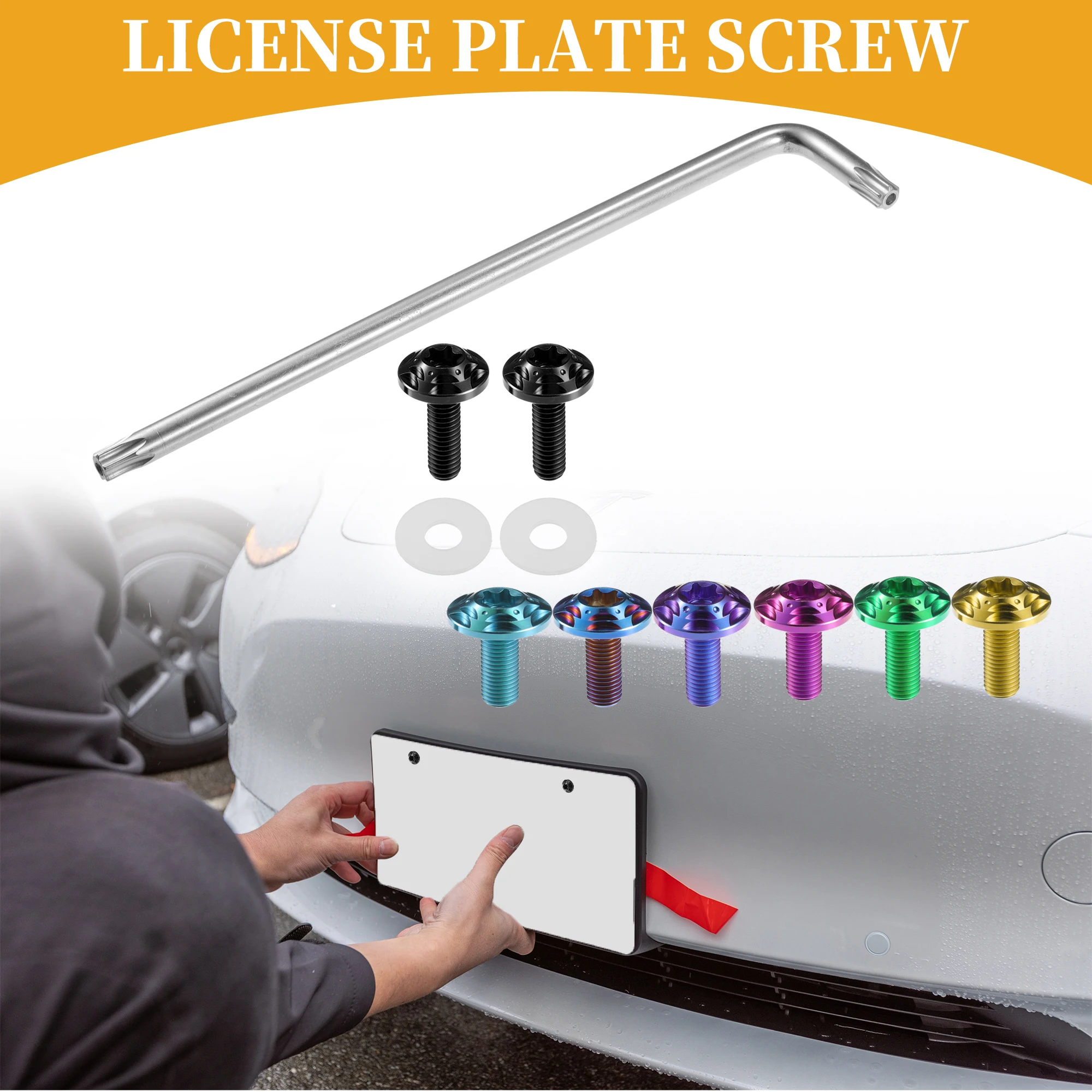 X Autohaux-Plaque de planificateur antivol universelle M6, vis, boulons de sécurité, attaches, support de cadre de voiture avec 2 rondelles en silicone, 1 jeu