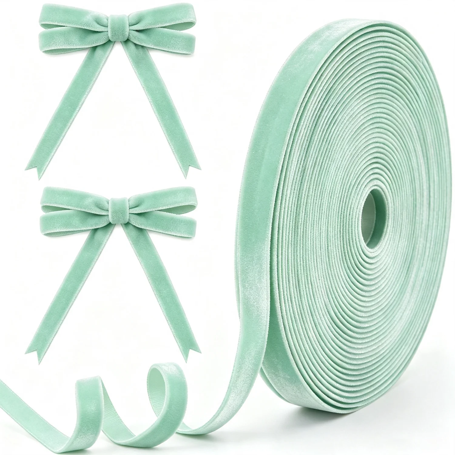 Aqua Green Velvet Ribbon Holiday Party Wedding Christmas Valentin's Day Gift Box Wrapping DIY Craft Décor Velvet Ribbon