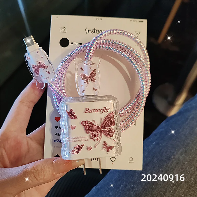 Butterfly Charger Protective Case Cable Protector For iPhone 18W/20W Anti-break Charger Protective Rope Management Cord Winder view 5