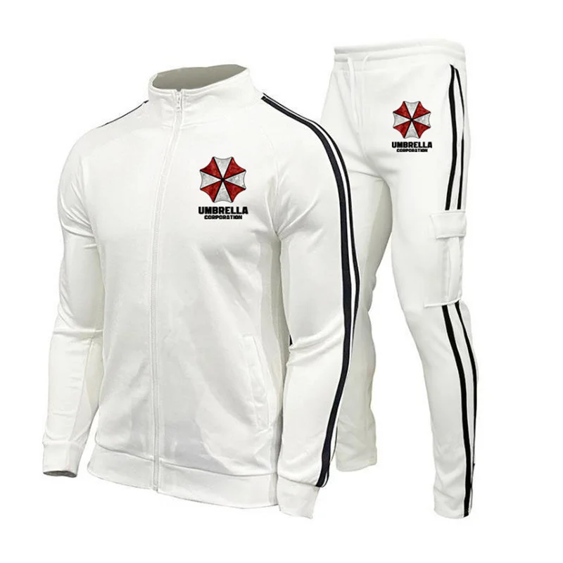 Ensemble de survêtement imprimé Umbrella Corporation pour hommes, sweat-shirt, streetwear, veste zippée, pantalon, Hip Hop, Harajuku, printemps, automne