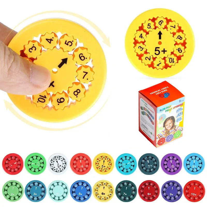 1/9Pcs Math Fidget Spinners Desktop Math Game Addition Subtraction Multiplication Division Math Games Party Favors for Kids Gift