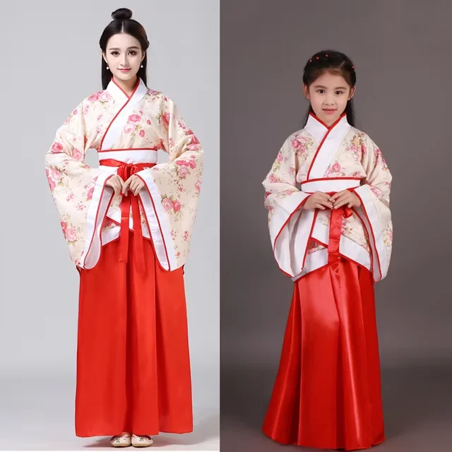 طفل Hanfu الأطفال الصينية زي زهرة فتاة فساتين المرحلة التقليدية ارتداء المرأة الرقص فستان جنية للأطفال والكبار #3