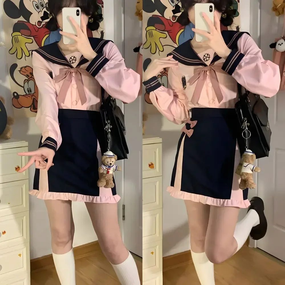 Cherry JK-uniforme escolar japonés, traje de marinero de estilo coreano, trajes para niñas, falda que cubre la cadera, disfraces de Anime COS para mujeres