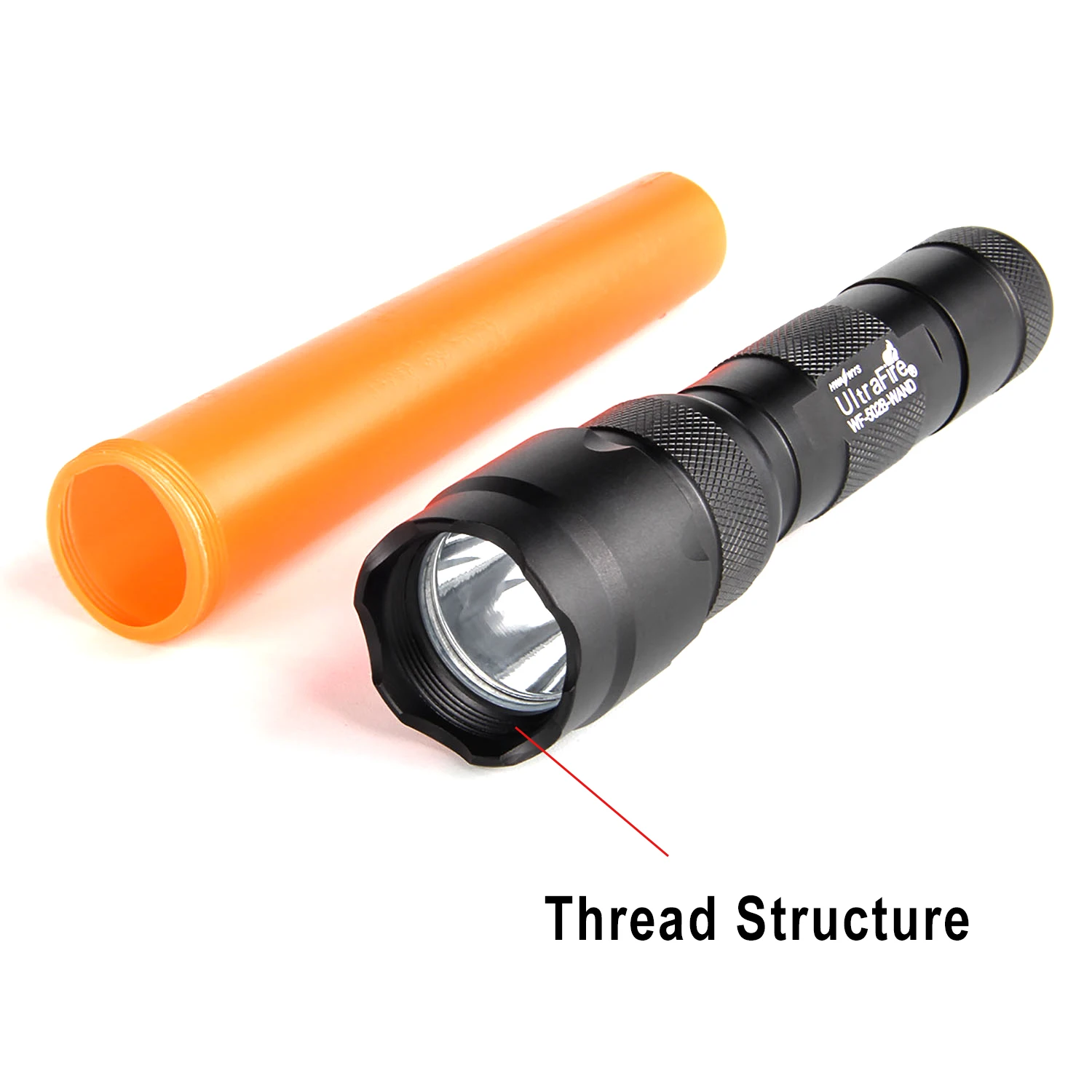 UltraFire WF-502B 6 Inch Super Bright Flashlight with Traffic Wand 1000LM LED Light Outdoor Parking Safety Signal Command Torch