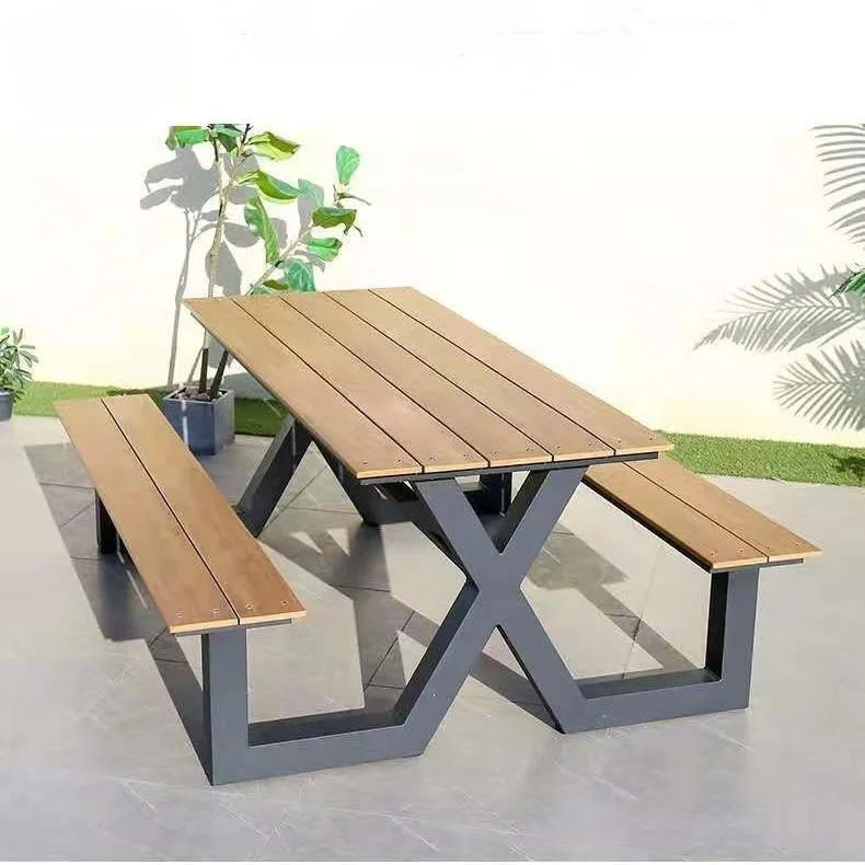 Aluminum frame outdoor plastic wood desktop waterproof mountain park bench engineering chair