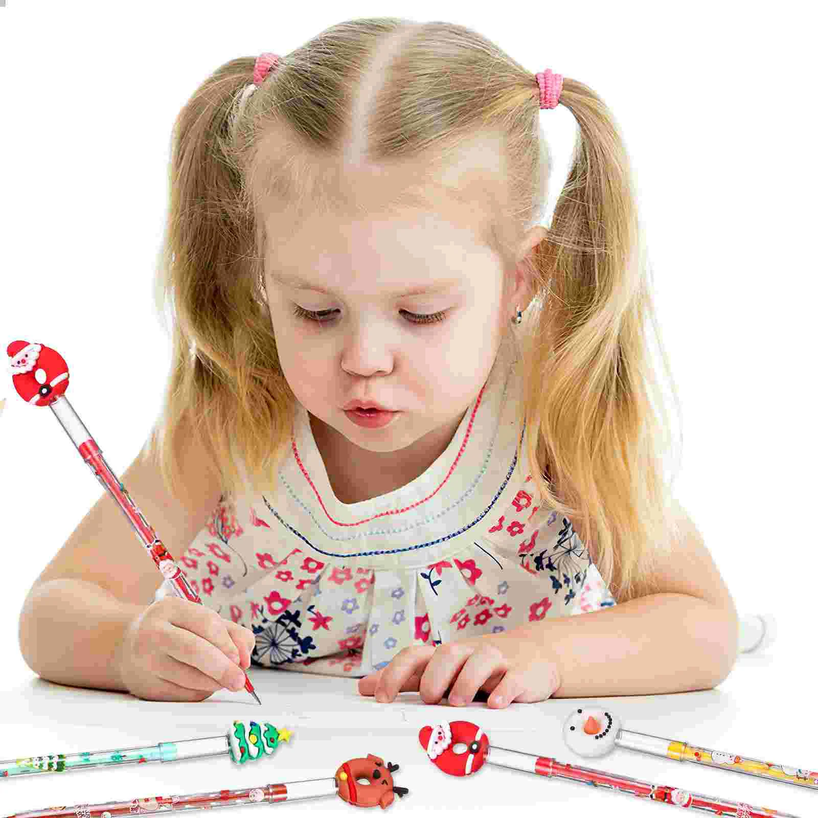 16 Pcs Christmas Pencil Pencils for Kids Office Stuff School Korean Version Stationary Plastic Cartoon Child And Erasers