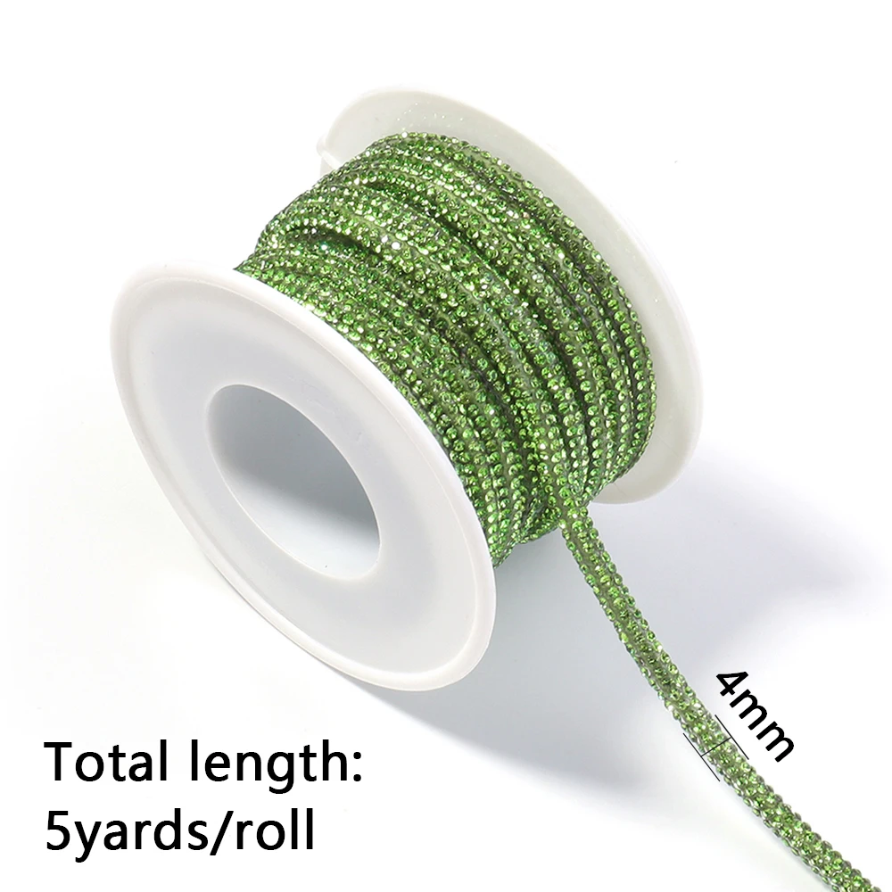 

5yards 4mm Rhinestone Rope Glitter Crystal Rhinestone Cord Trim for DIY Sewing For Clothes Shoes Bags Wedding Costume Decoration