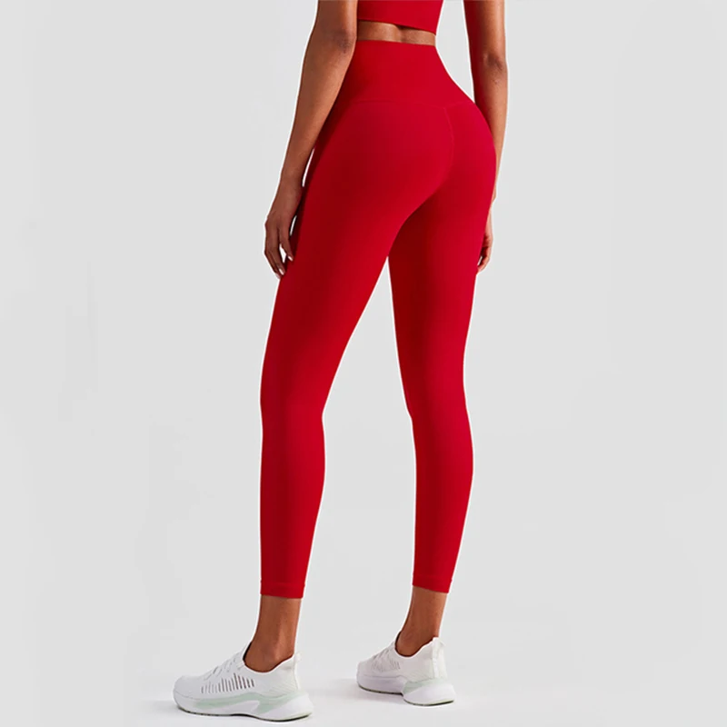 No T-line two-sided  nude sensation yoga highwaisted  waist and hip lifting exercise  fitness cropped pants for sports and  fith