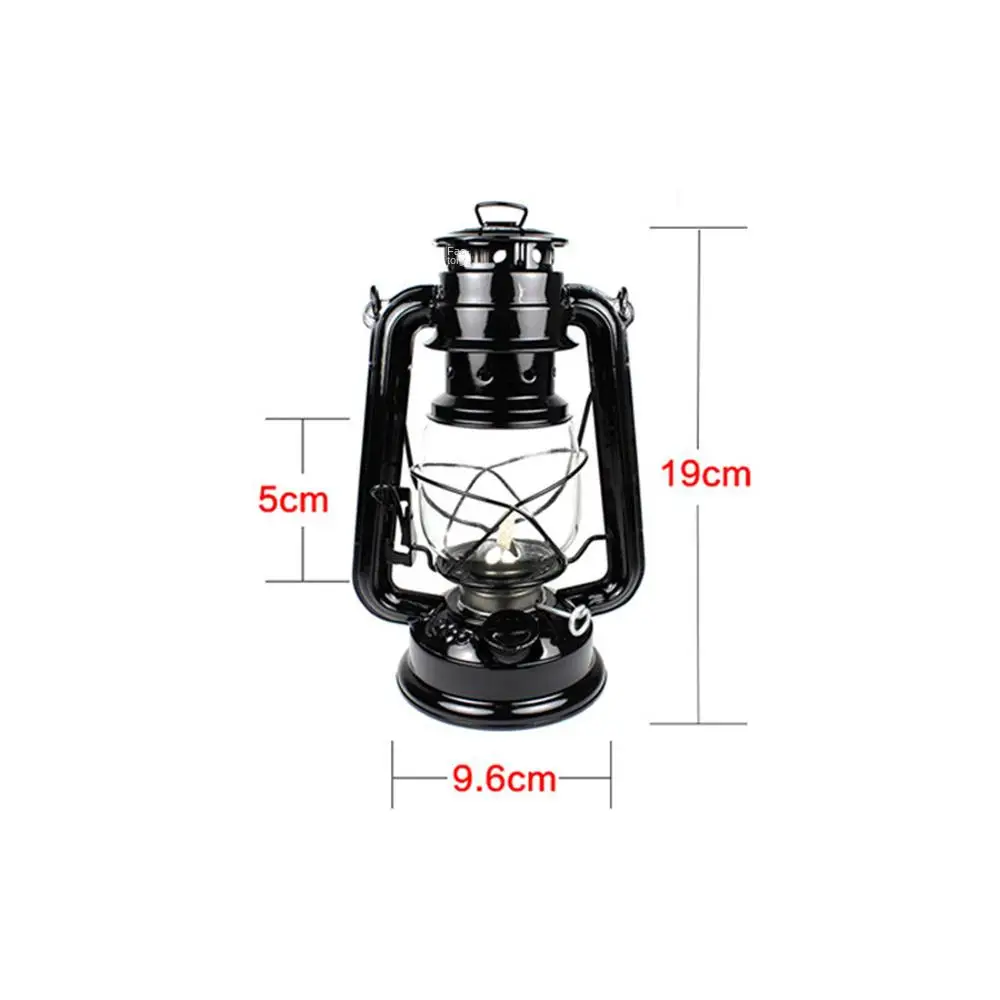 19cm Portable Iron Lanterns Retro Camping Kerosene Lamp Bronze Colored Oil Lamp Vintage Photo Props Outdoor Camping Lighting