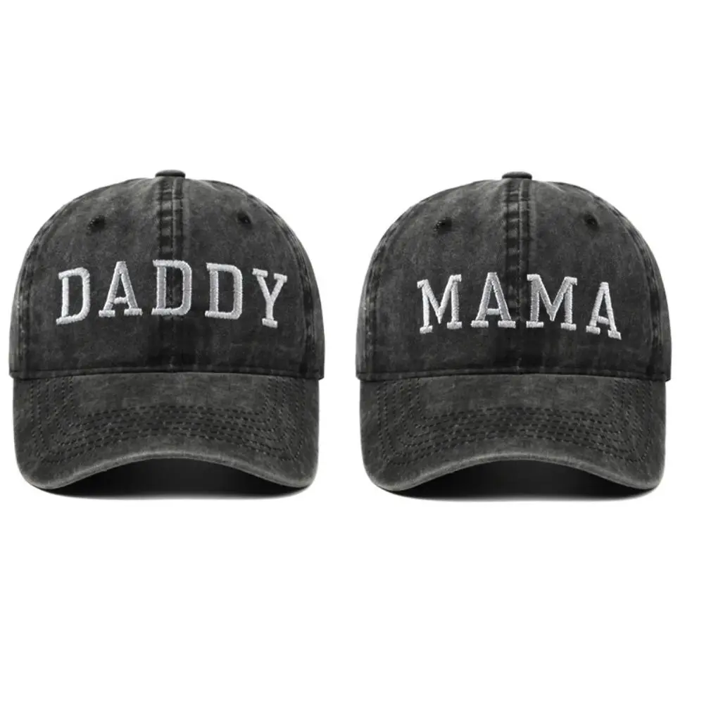 Washed Cotton Daddy Mama Mini Embroidery Caps Vintage Adjustable Family Matching Baseball Cap Breathable Sport Visors Cap Gifts